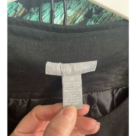 Sherry Taylor Linen Blend Blazer Jacket Size M Black 🍒🌿 - Picture 2 of 14
